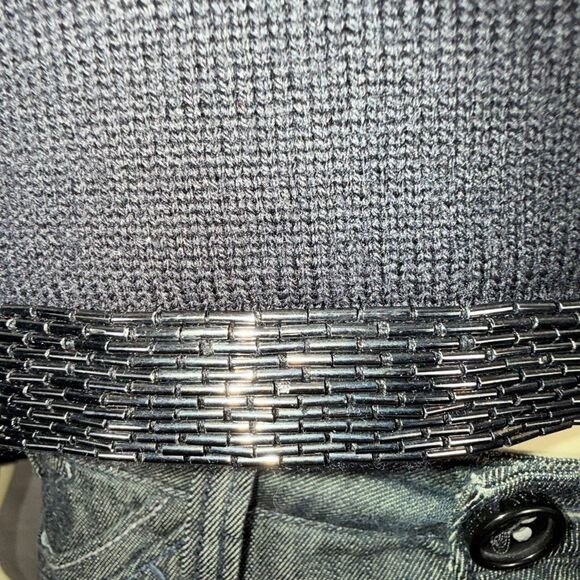 Jones New York 100% Merino Wool Black Sweater w/ Sequin Trim — Size M — New w/ T - Picture 5 of 16